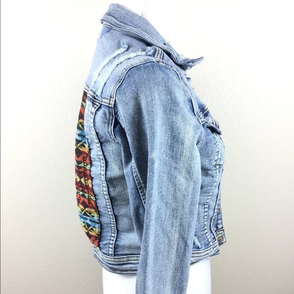Chiqle distressed tribal denim jacket - Picture 3 of 5